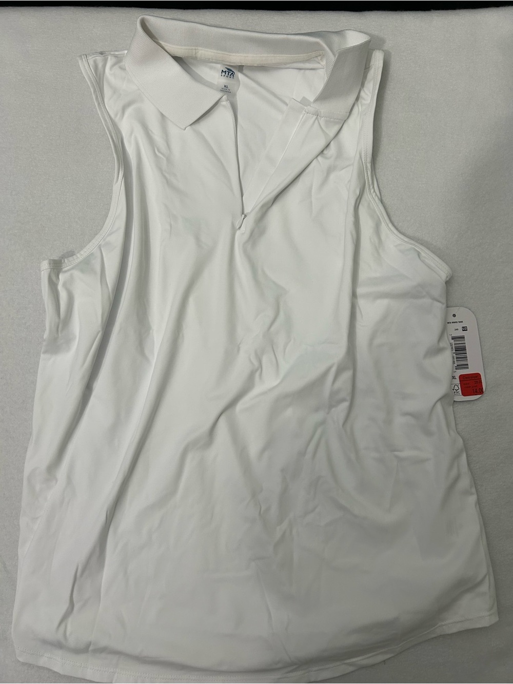 MTA Sport White Zip Polo Top